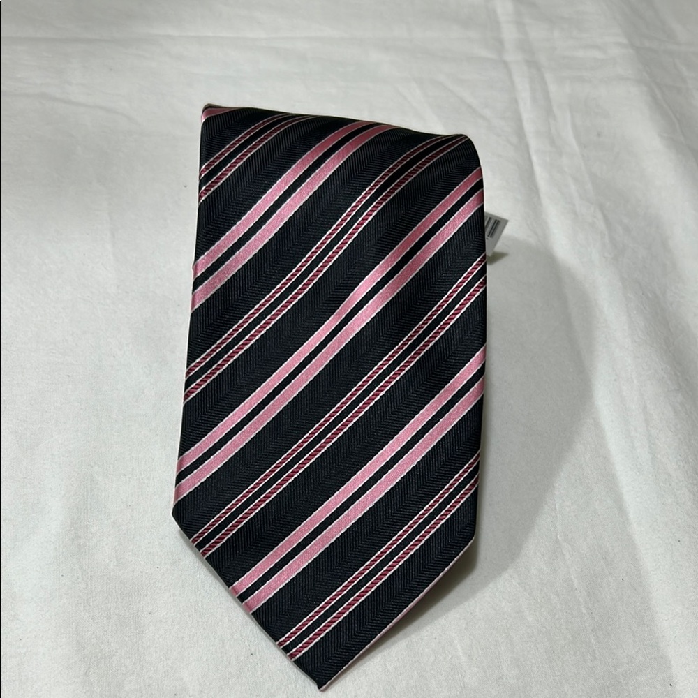 Stylish Pink and Black Striped Necktie